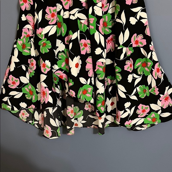 Who What Wear Black Floral Wrap Midi Sleeveless Sundress With Ruffled Asym Hem - Picture 3 of 5